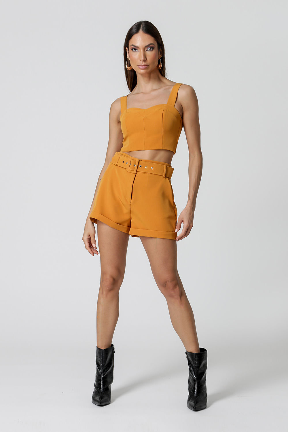 Top cropped com Alça - Caramelo - Trimix Online