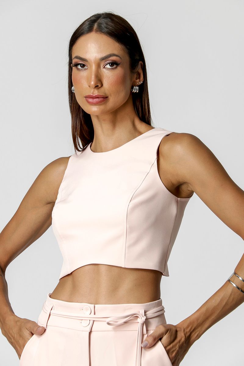 Blusa Cropped Nude Trimix Online