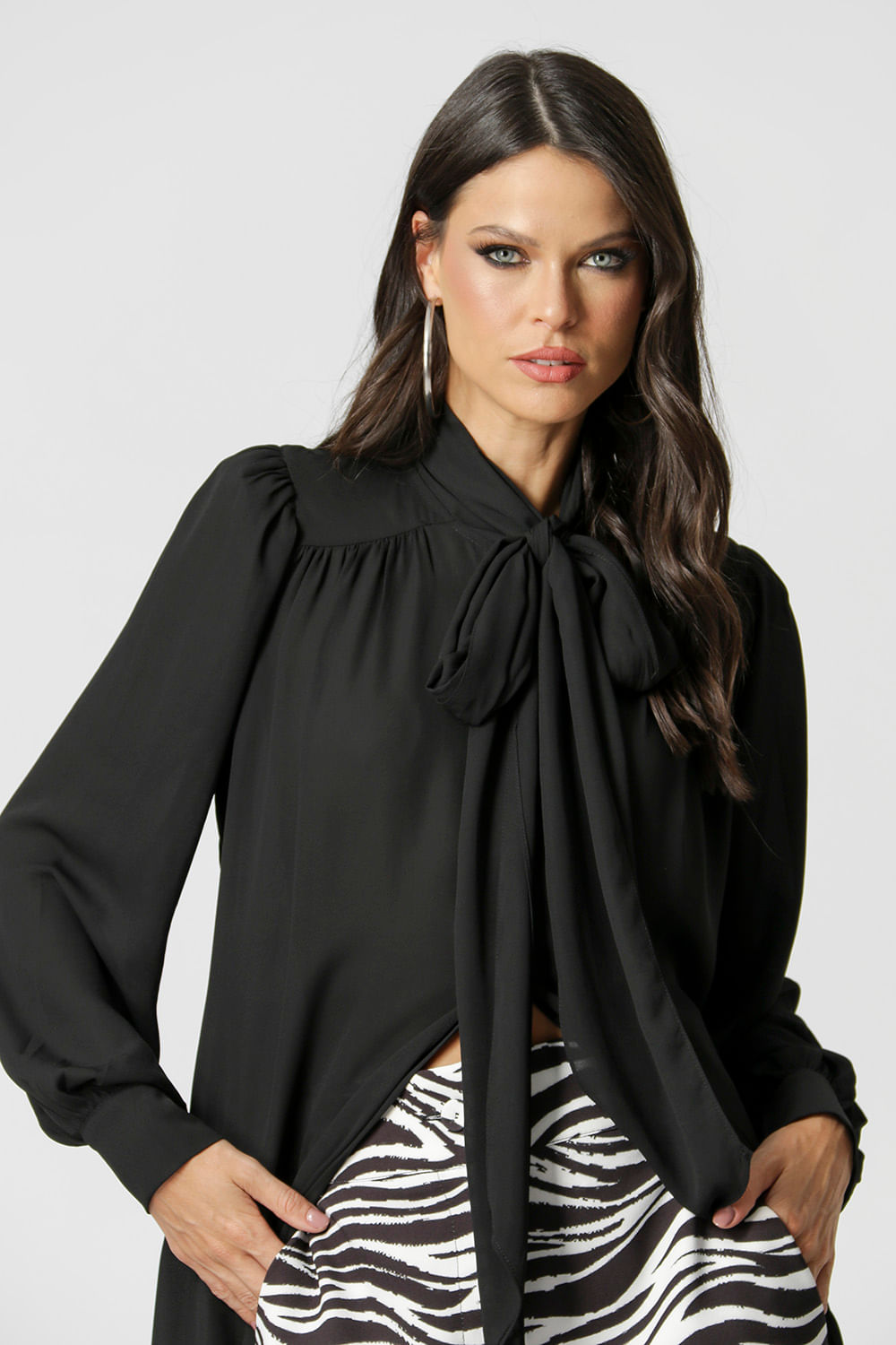 Chemise Com Lenço Preto Trimix Online